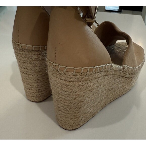 Giani Bini Ankle Strap Wedge High Heel Espadrille Tan Leather Size 8.5 M Sandals - Picture 9 of 11